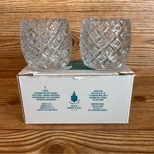 PartyLite Glass Patchwork Pair Of Votive Candle Holders P0312